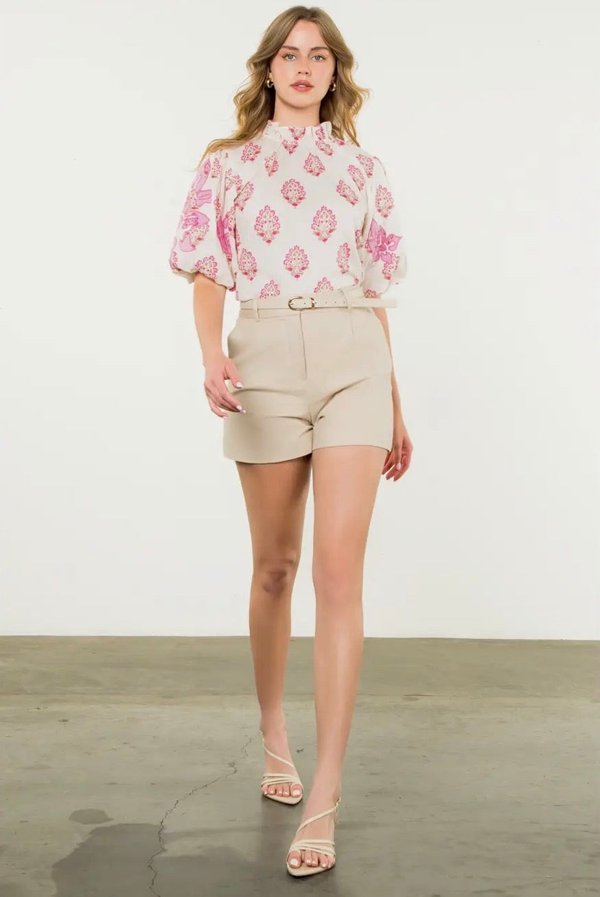 Bloom Babe Puff Sleeve Floral Print Blouse~THML
