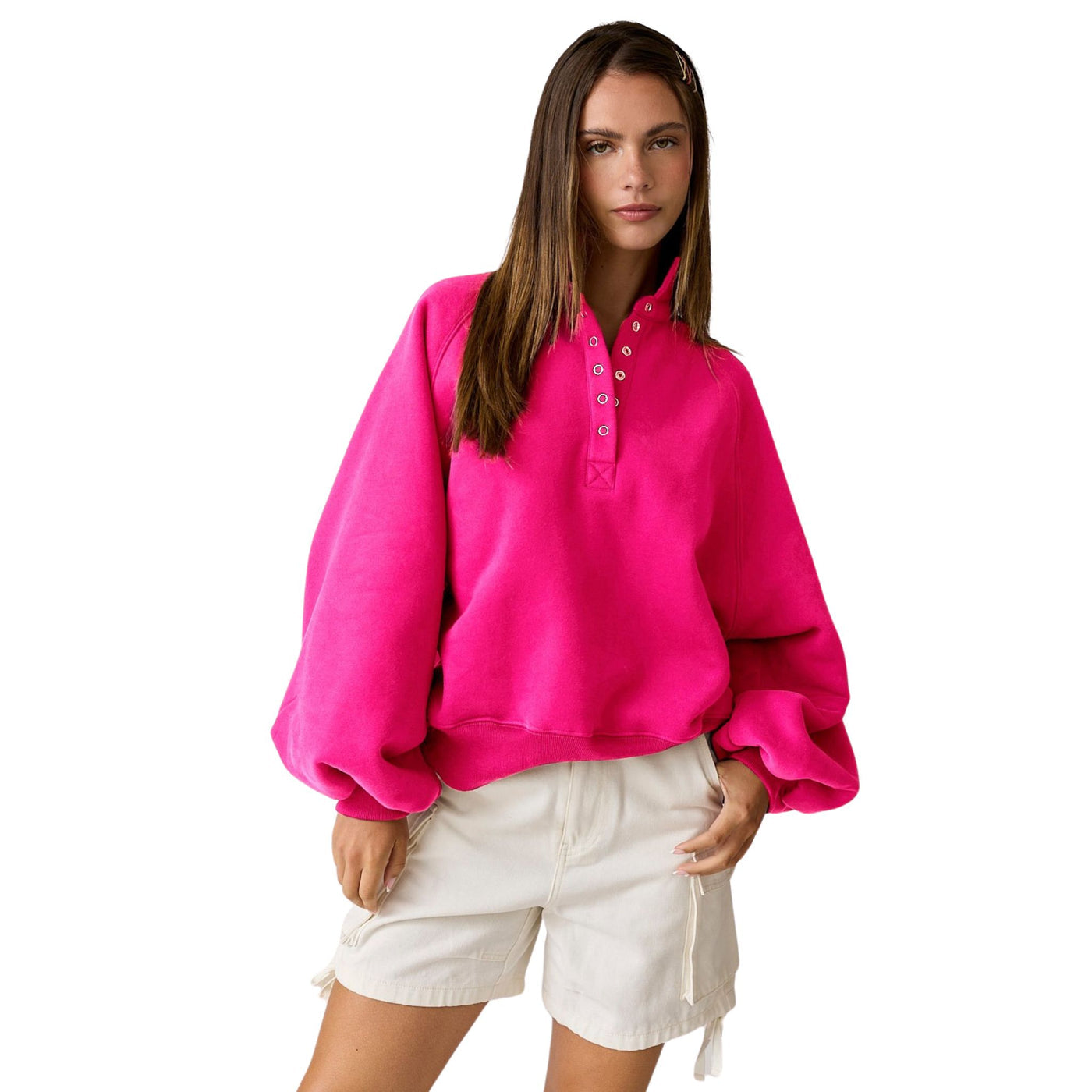 Papermoon Raspberry Piper Snap Collard Sweatshirt