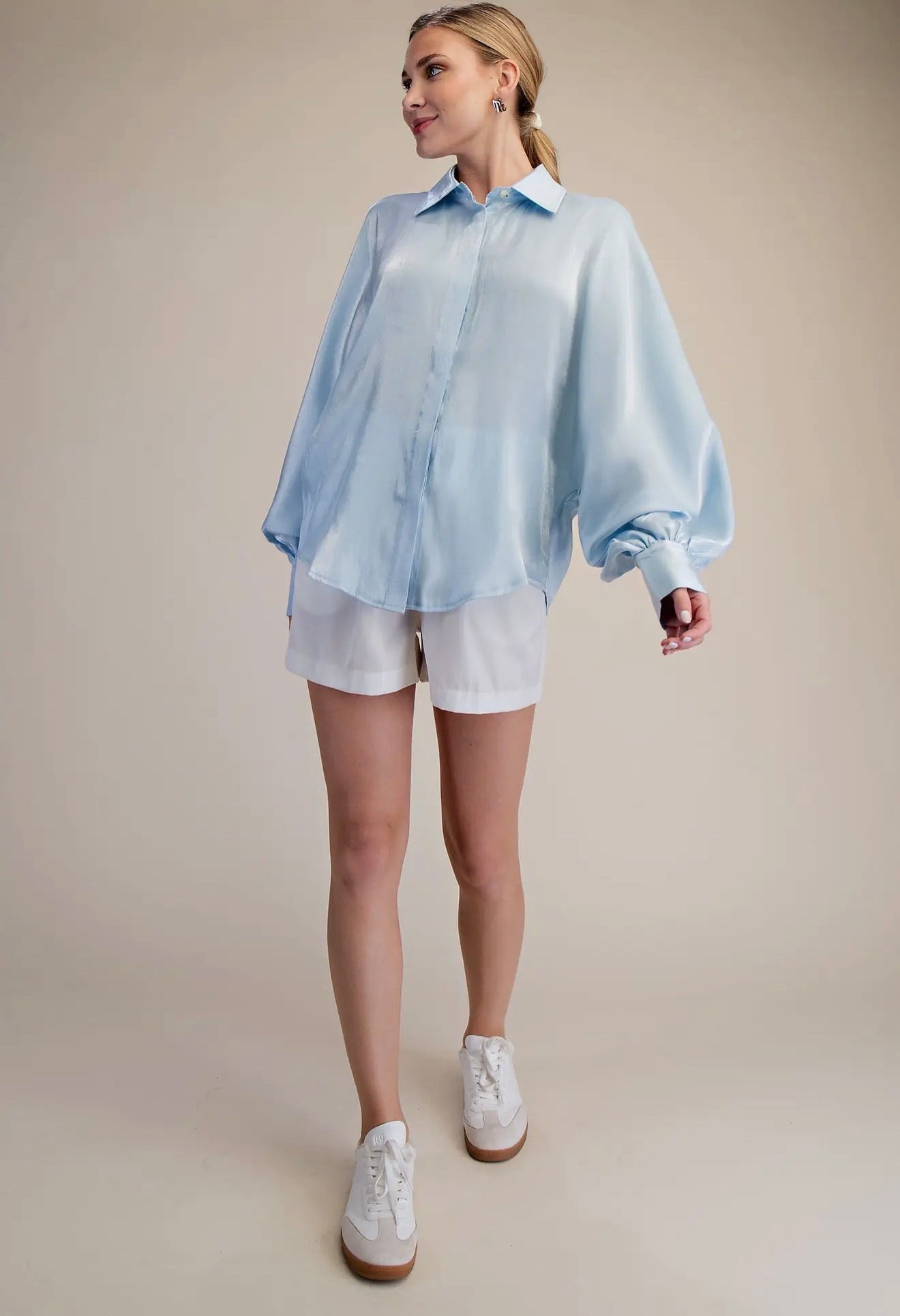 Voluminous Sky Blue Blouse
