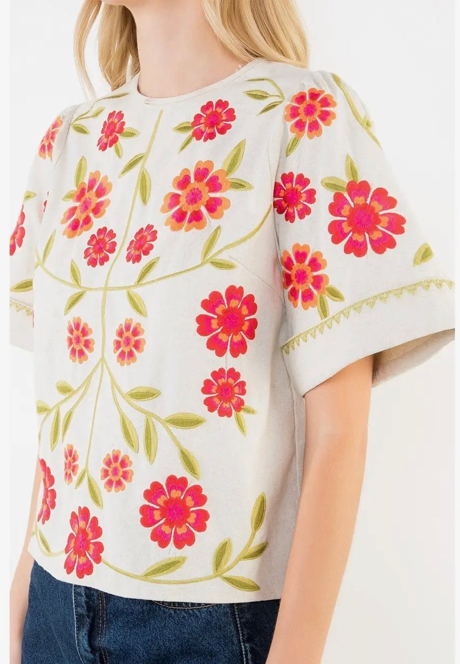 Floral Embroidery Day Dream Blouse~ THML