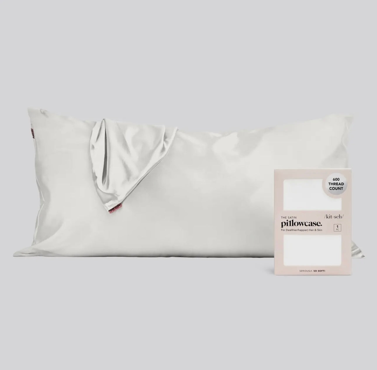 Kit*sch King Silver Satin Pillowcase