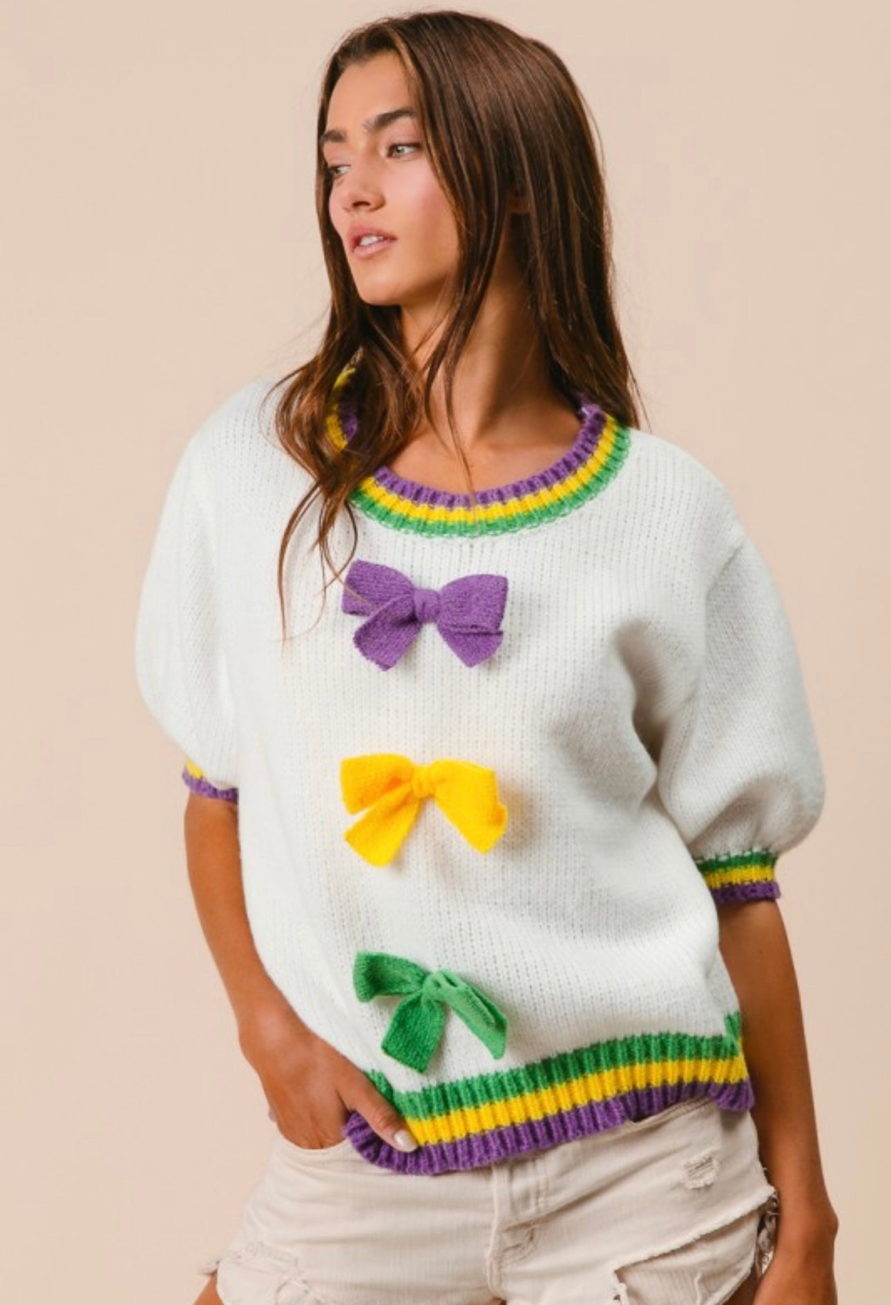 Mardi Gras Bow Sweater