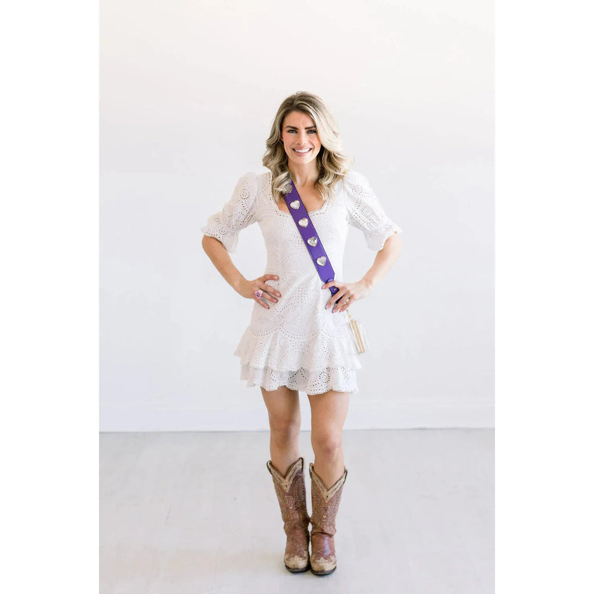 Crystal Heart Gameday Purse Strap |
Rhinestone Stadium Strap~Purple with Hearts