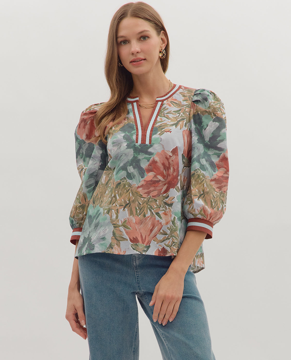 Chestnut Floral Blouse