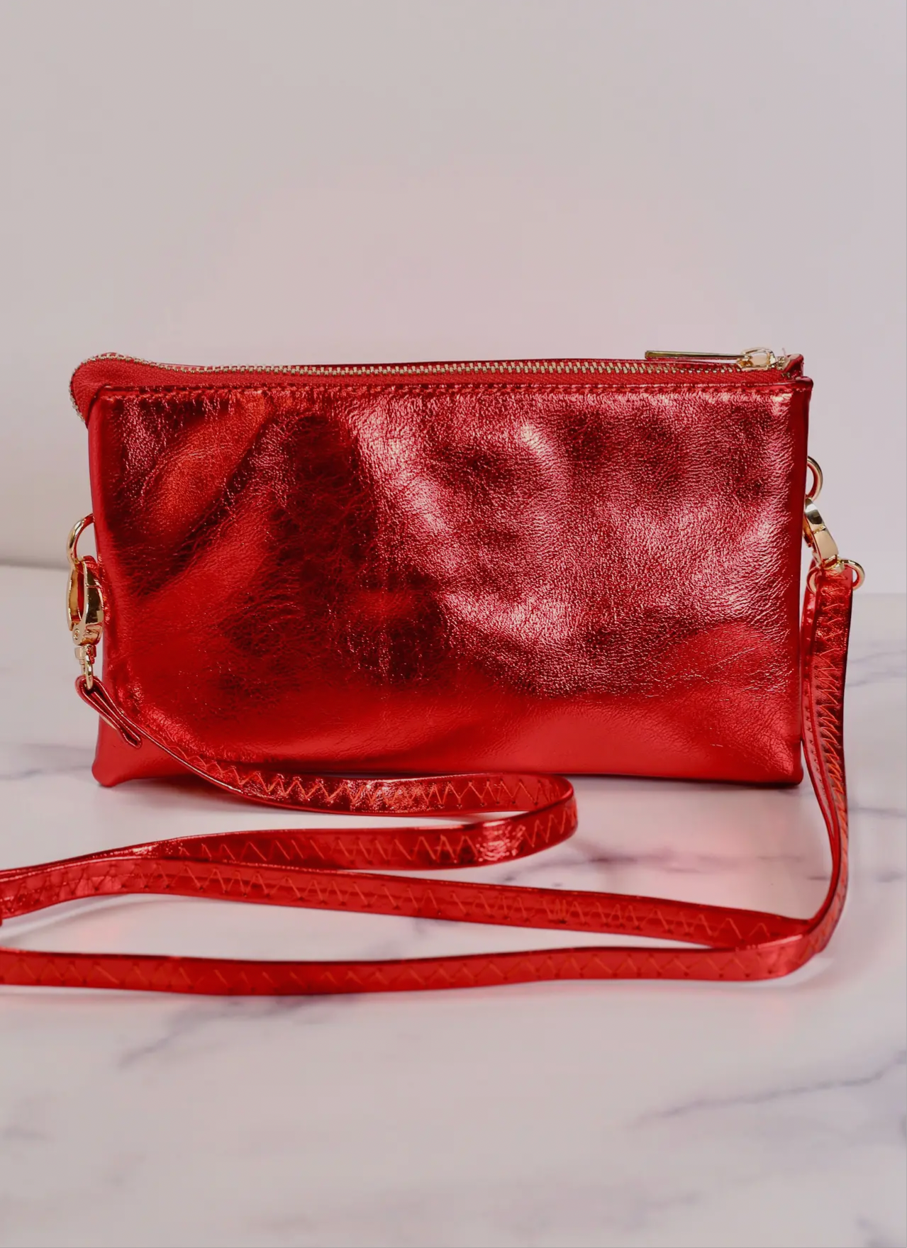 Liz Custom Metallic Red Crossbody Bag