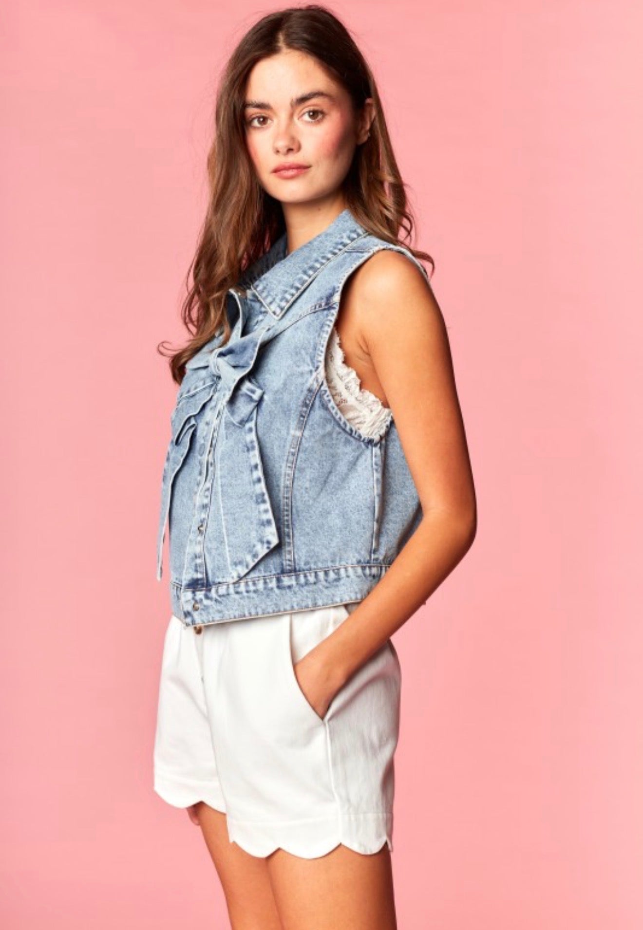 Southern Denim Bow Blouse