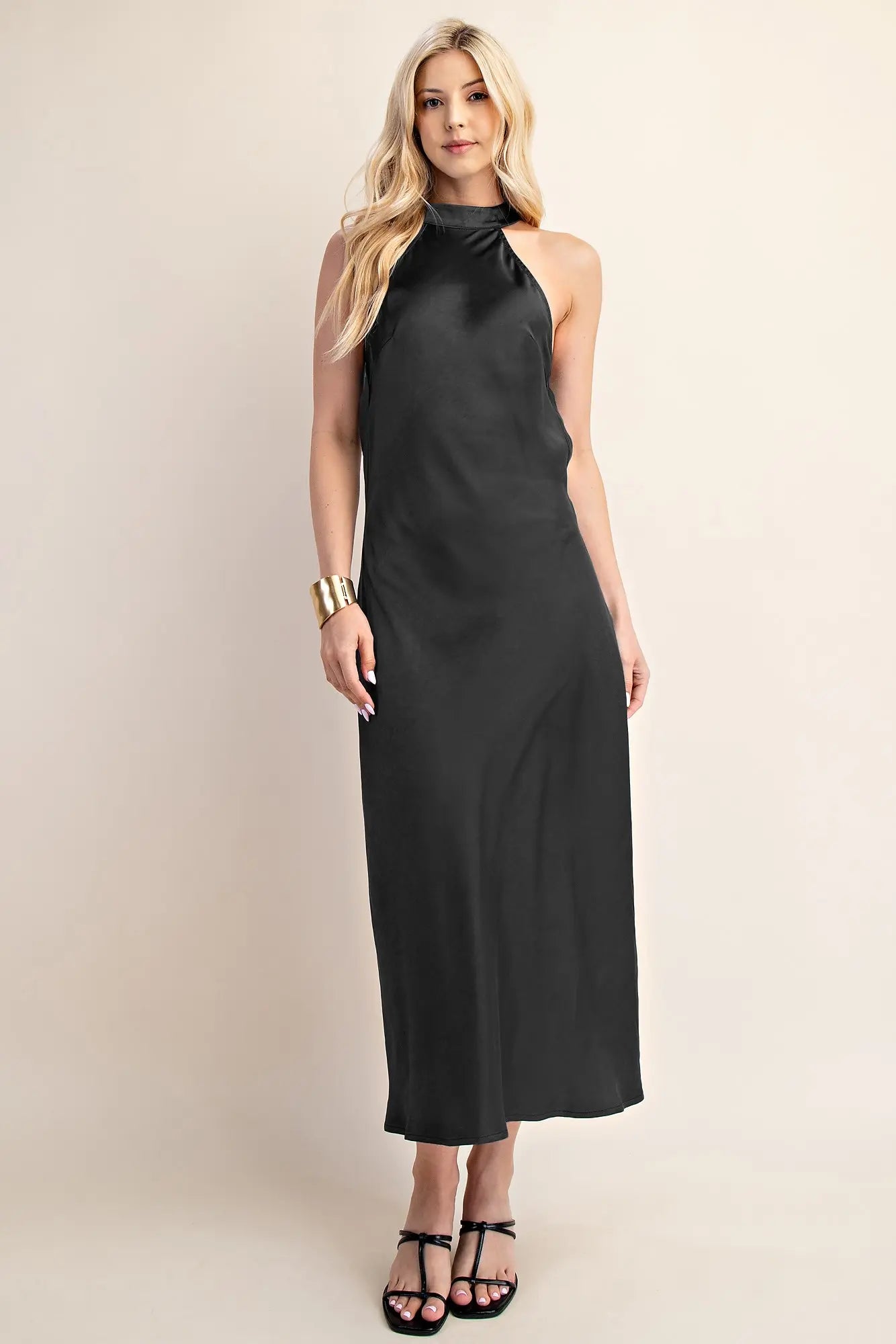 Dress to Impress- Black Halter Neck Open Back Dress