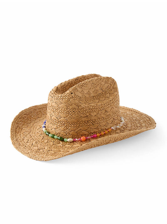 Western Beaded Cowgirl Hat~ Natural Multi