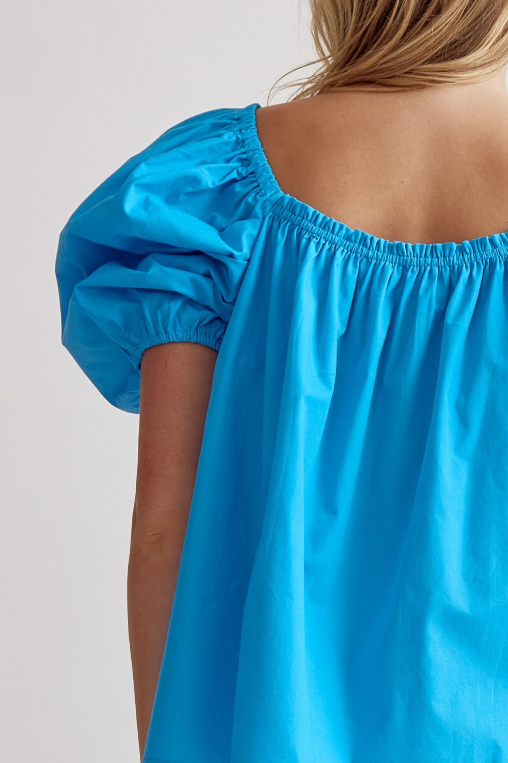 Blue Puff Sleeve Top