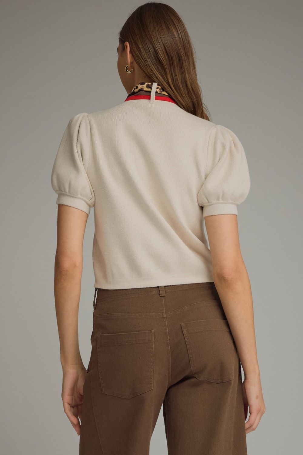 Told You So Ecru Puff Sleeve Sweater (Scarf Included)