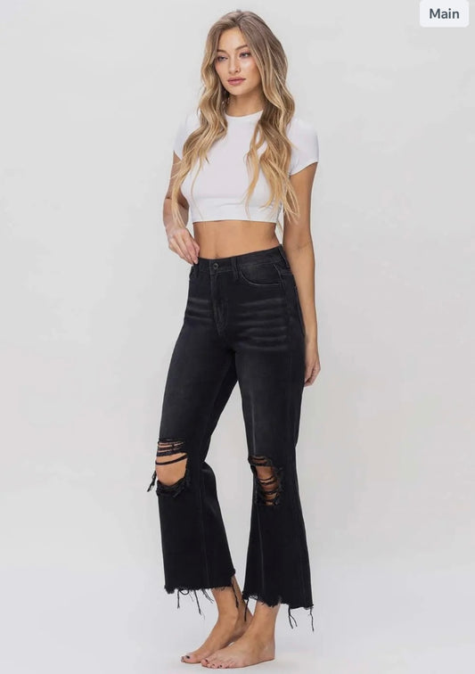 Vervet Flying Monkey Vintage Crop Straight Jeans- Black