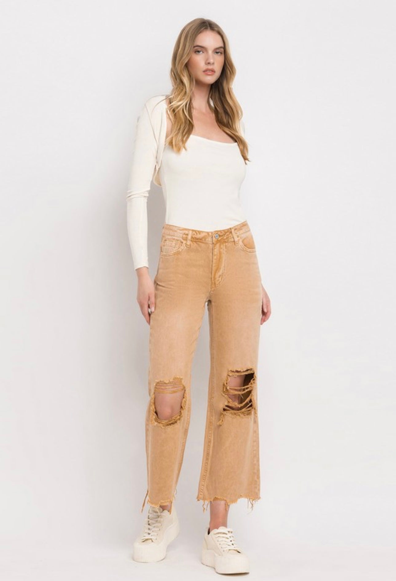 Vervet Flying Monkey Vintage Crop Straight Jeans- Brandied Melon