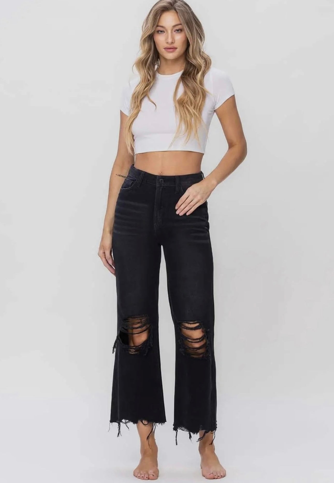 Vervet Flying Monkey Vintage Crop Straight Jeans- Black