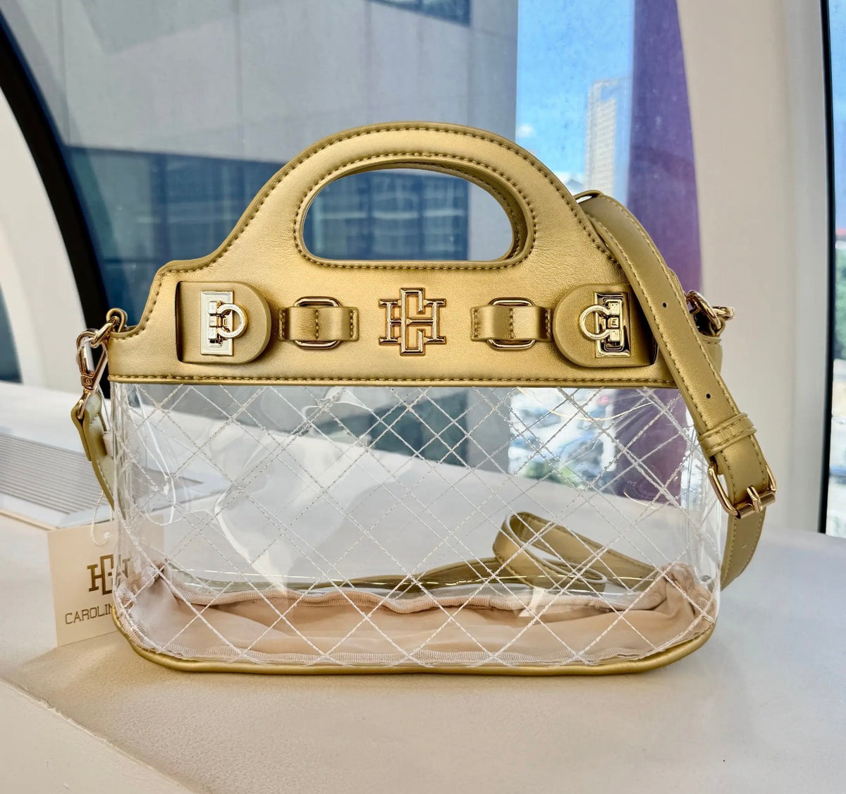 Ivy Clear Stadium Purse~Gold