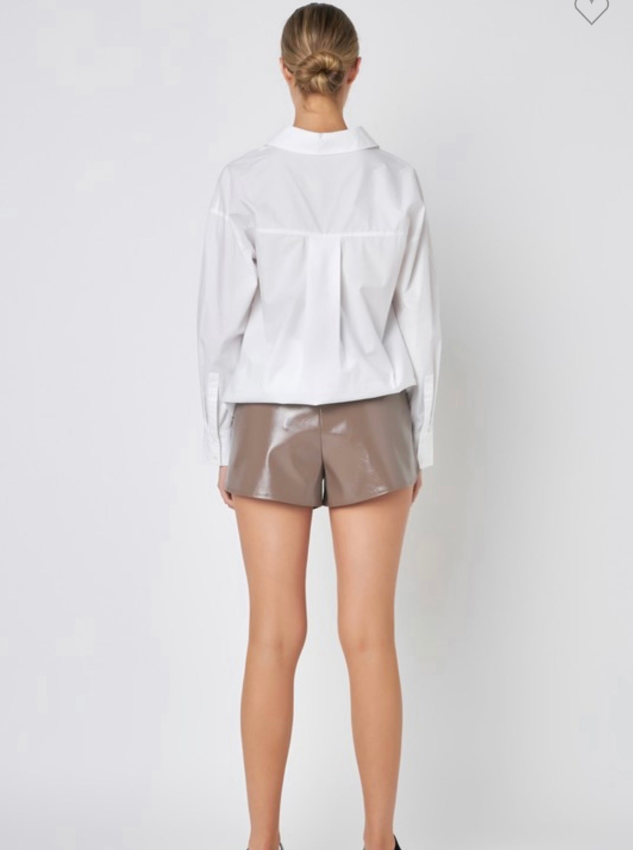 High Waisted Faux Leather Shorts- Mocha