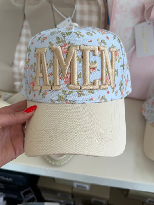 Amen~ Puff Embroidered Floral Hat
