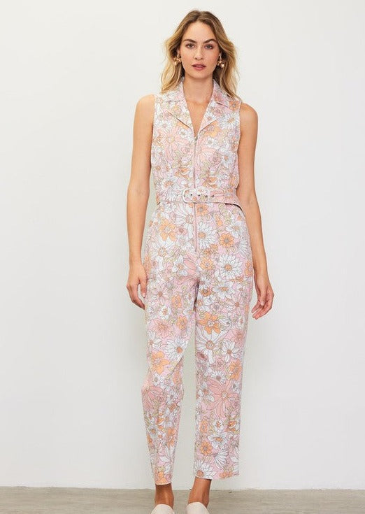 Groovy Floral Denim Jumpsuit