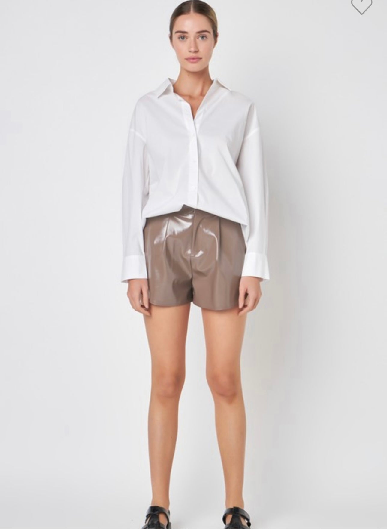 High Waisted Faux Leather Shorts- Mocha