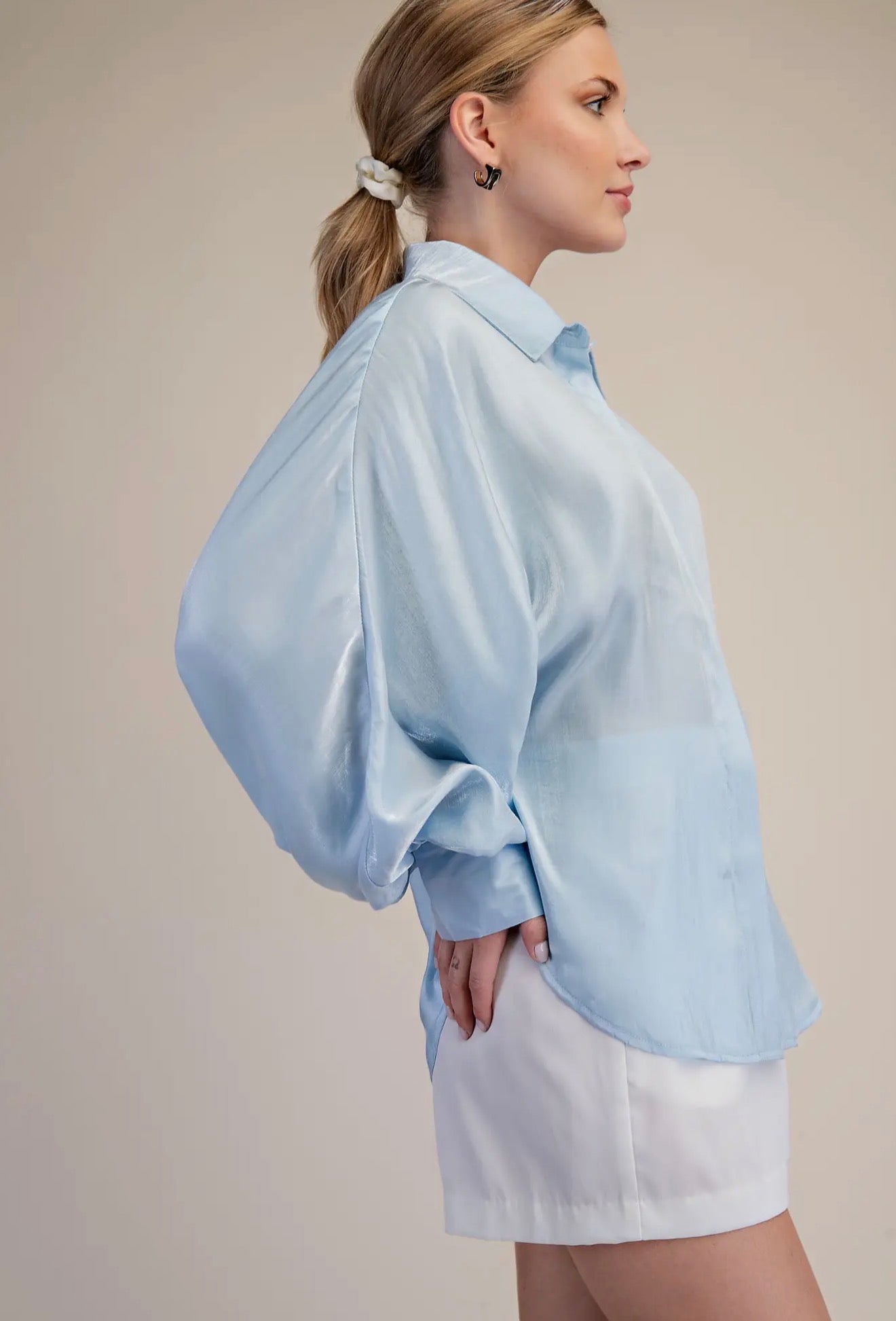 Voluminous Sky Blue Blouse