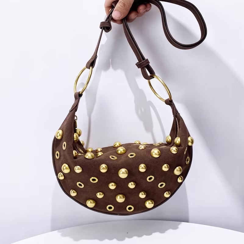 Studded Polka Dot Shoulder Purse