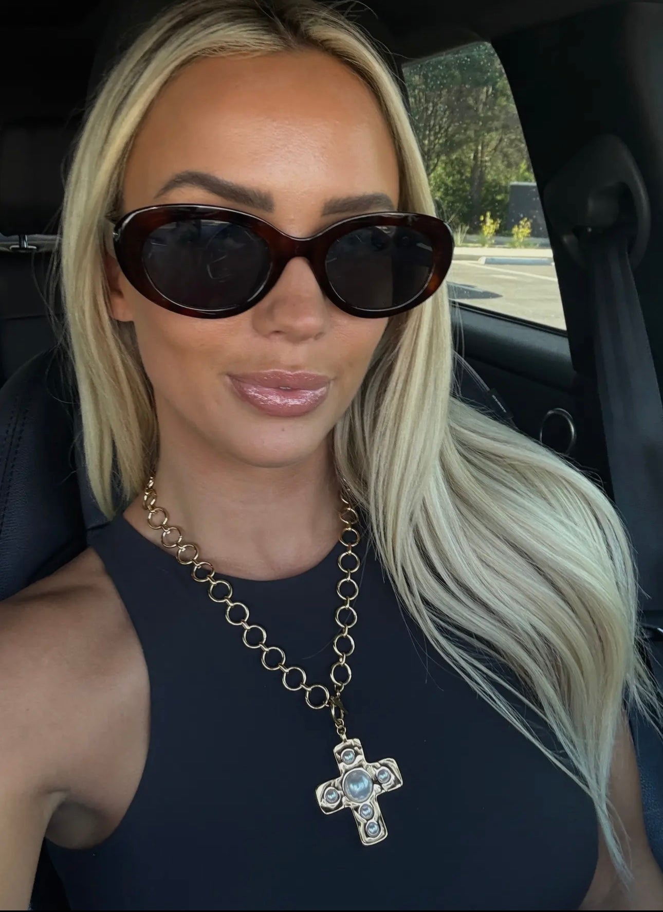 Harper Pearl Cross Necklace