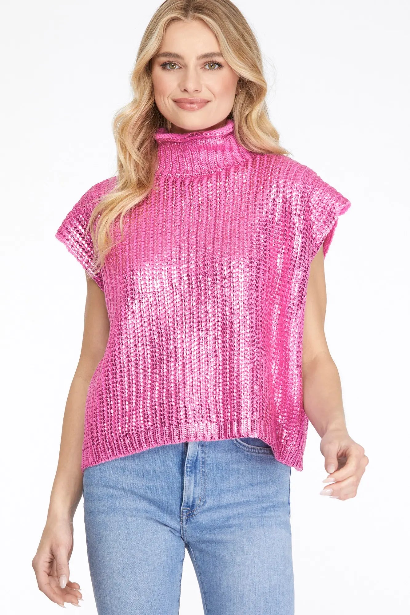 Candy Pink Metallic Sweater