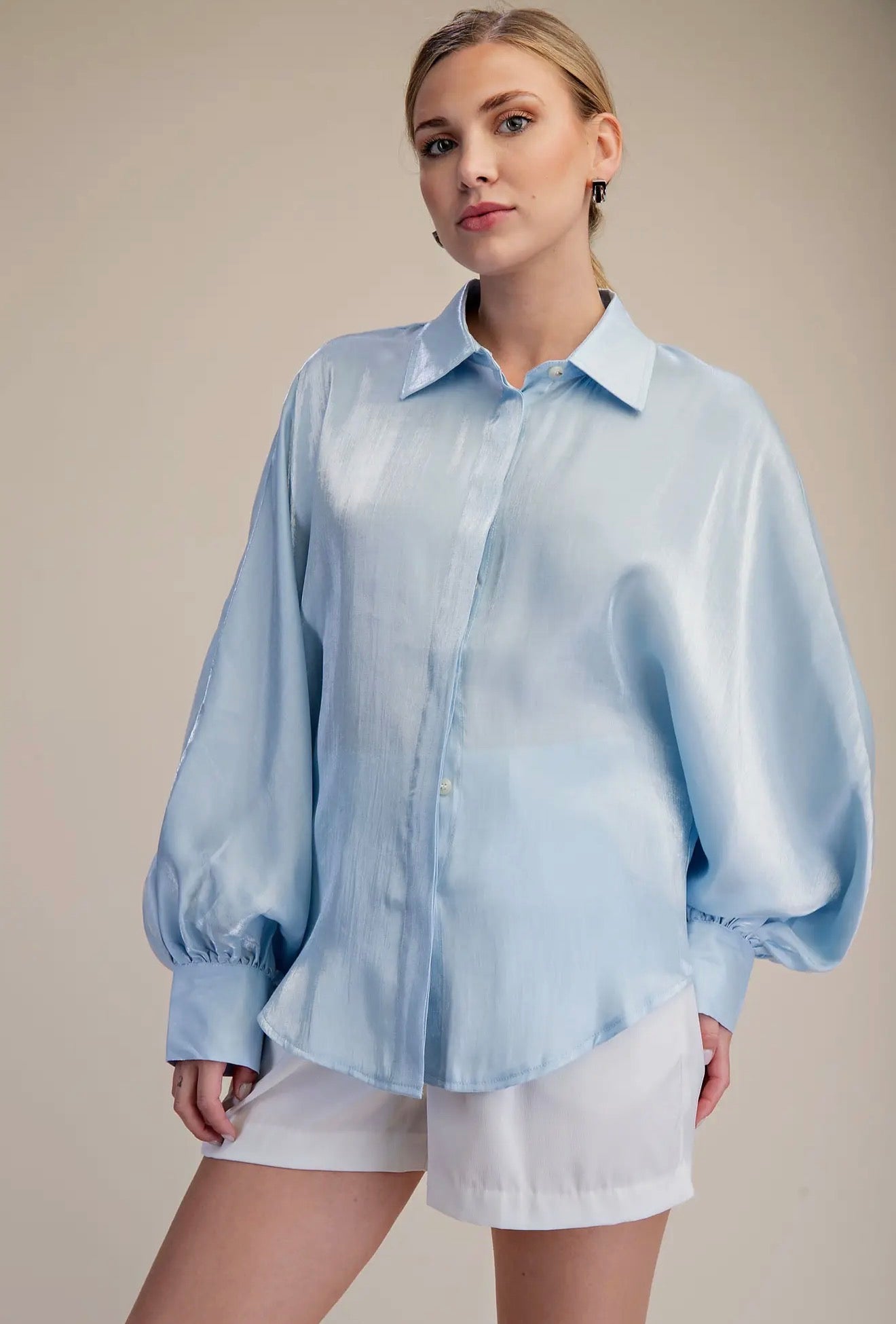 Voluminous Sky Blue Blouse