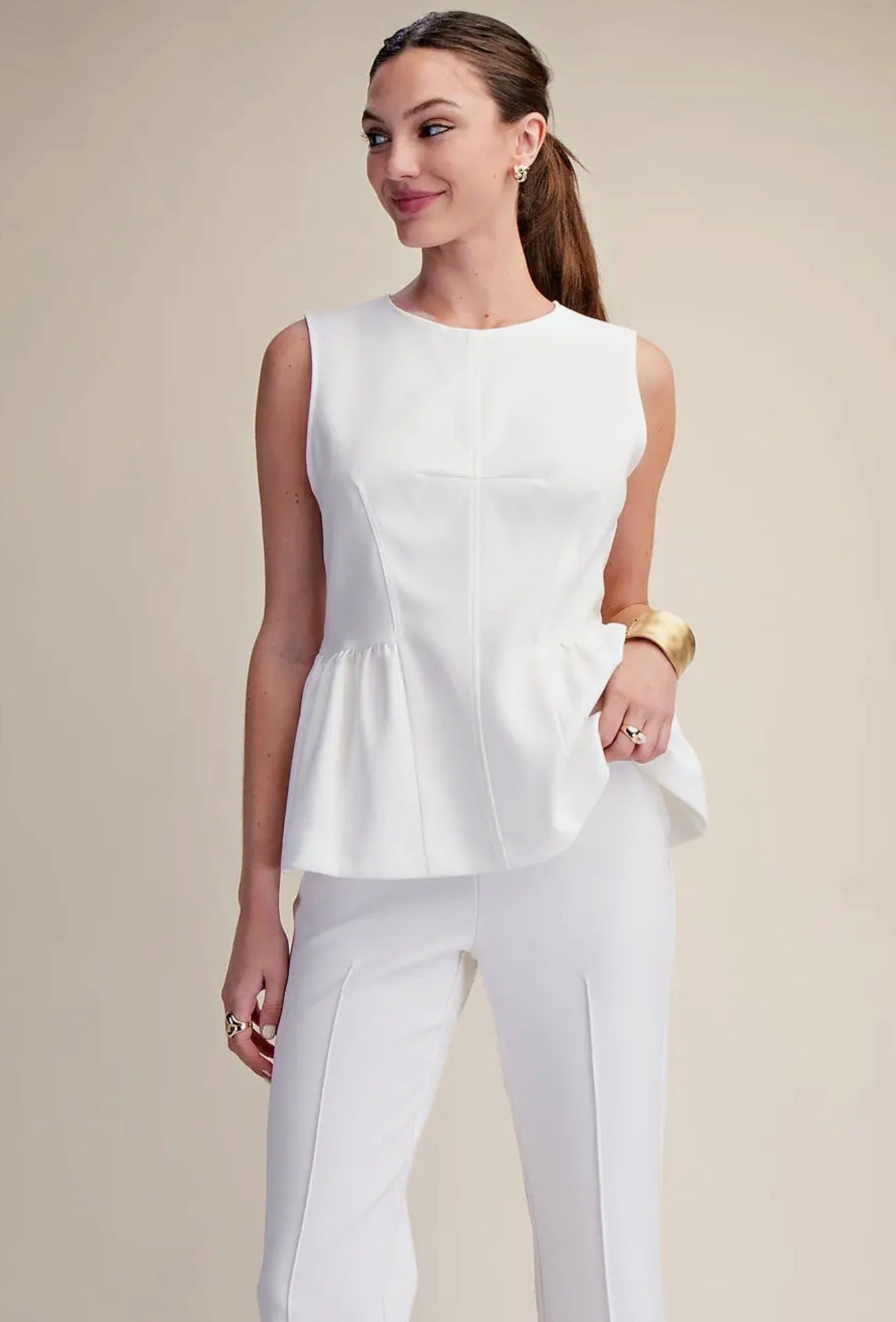 Strictly Business White Flare Pants Set
