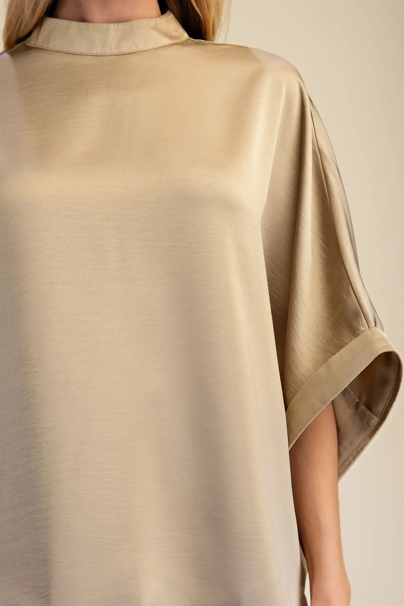 Taupe Mock Neck Blouse