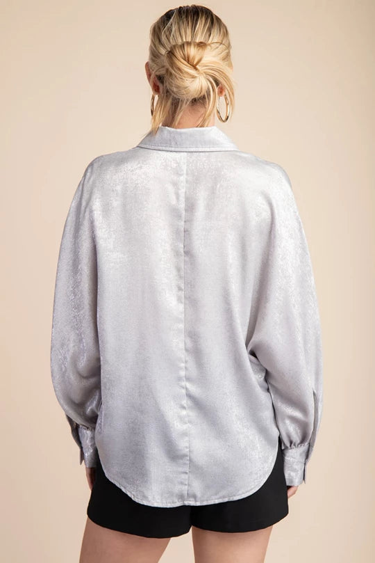 Voluminous Sleeve Blouse-Silver