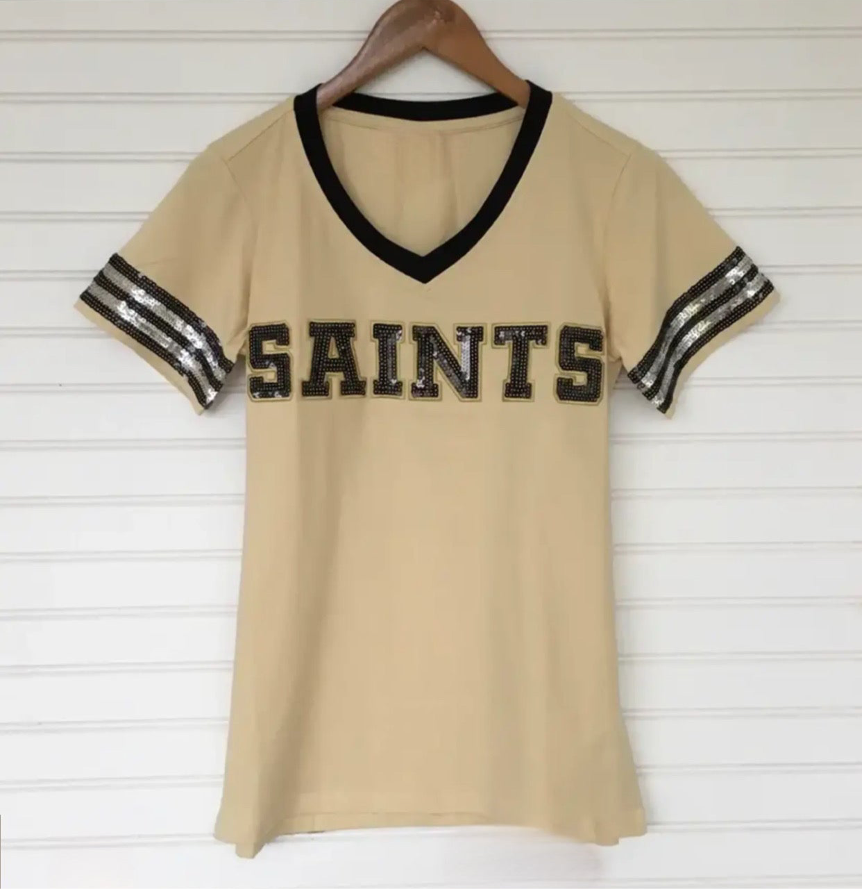 Saints Sequin Top- Sand