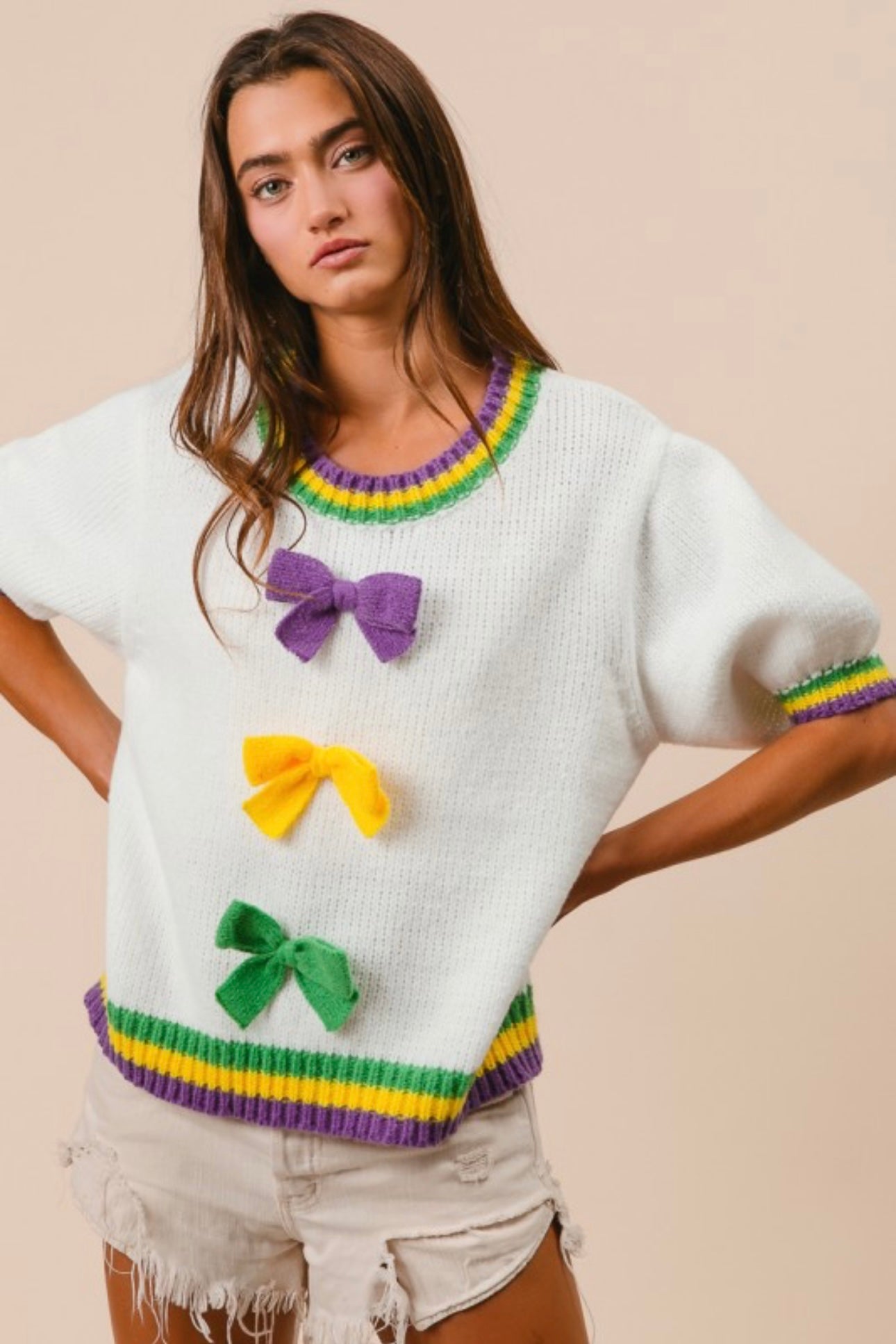 Mardi Gras Bow Sweater