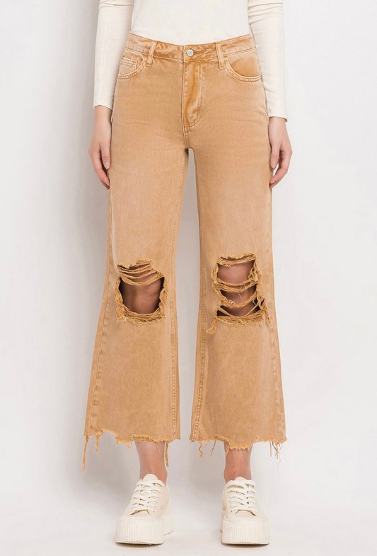 Vervet Flying Monkey Vintage Crop Straight Jeans- Brandied Melon