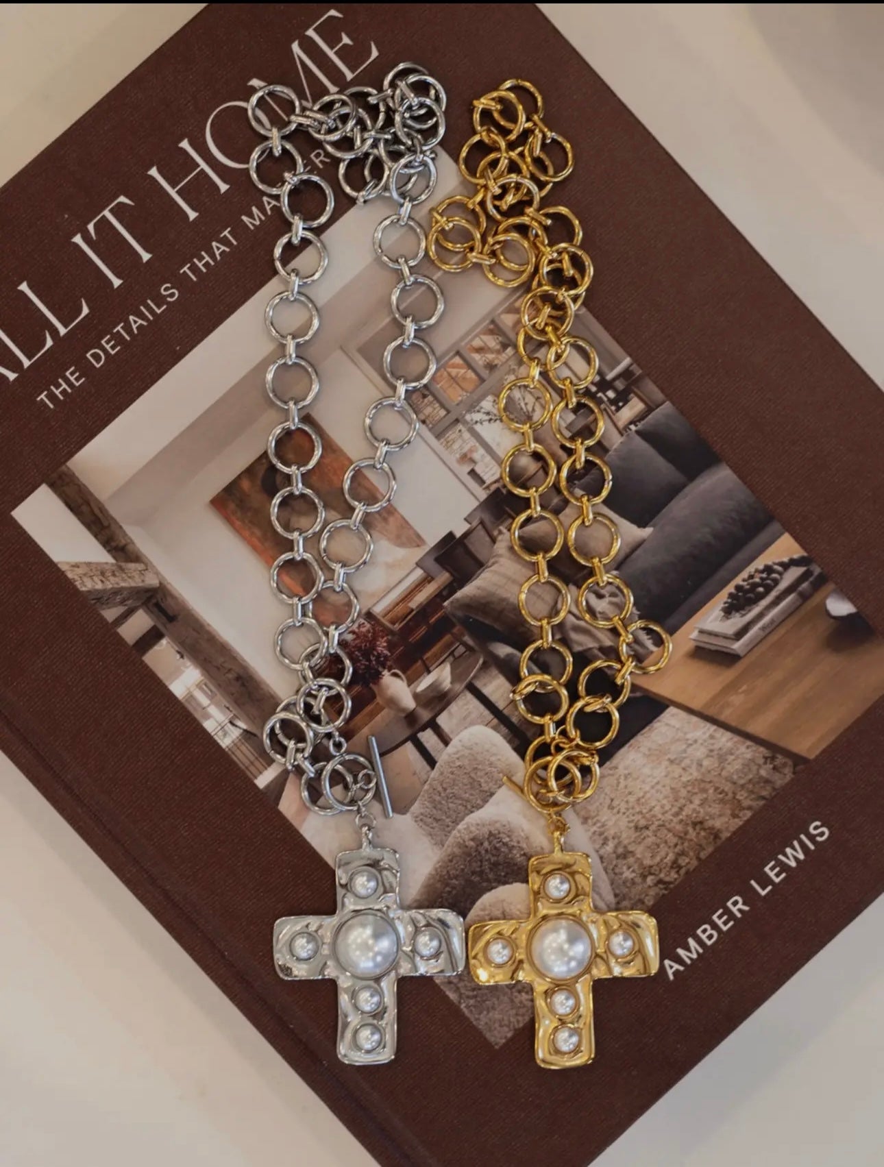 Harper Pearl Cross Necklace