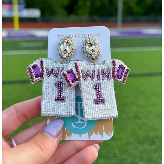 LSU Gameday Jersey Earrings White