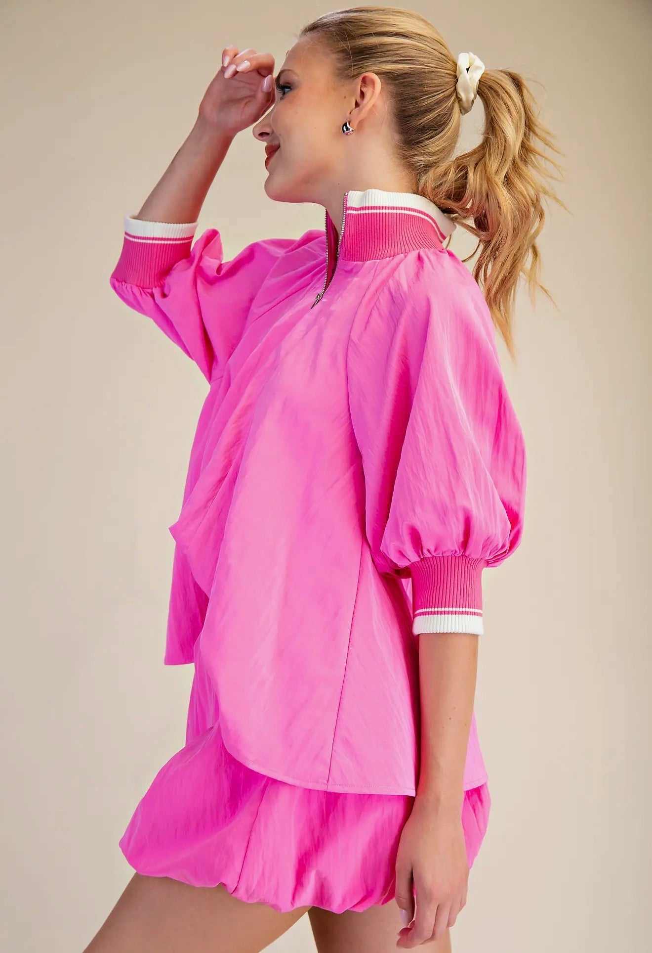 Electric Bloom Puff Sleeve Blouse