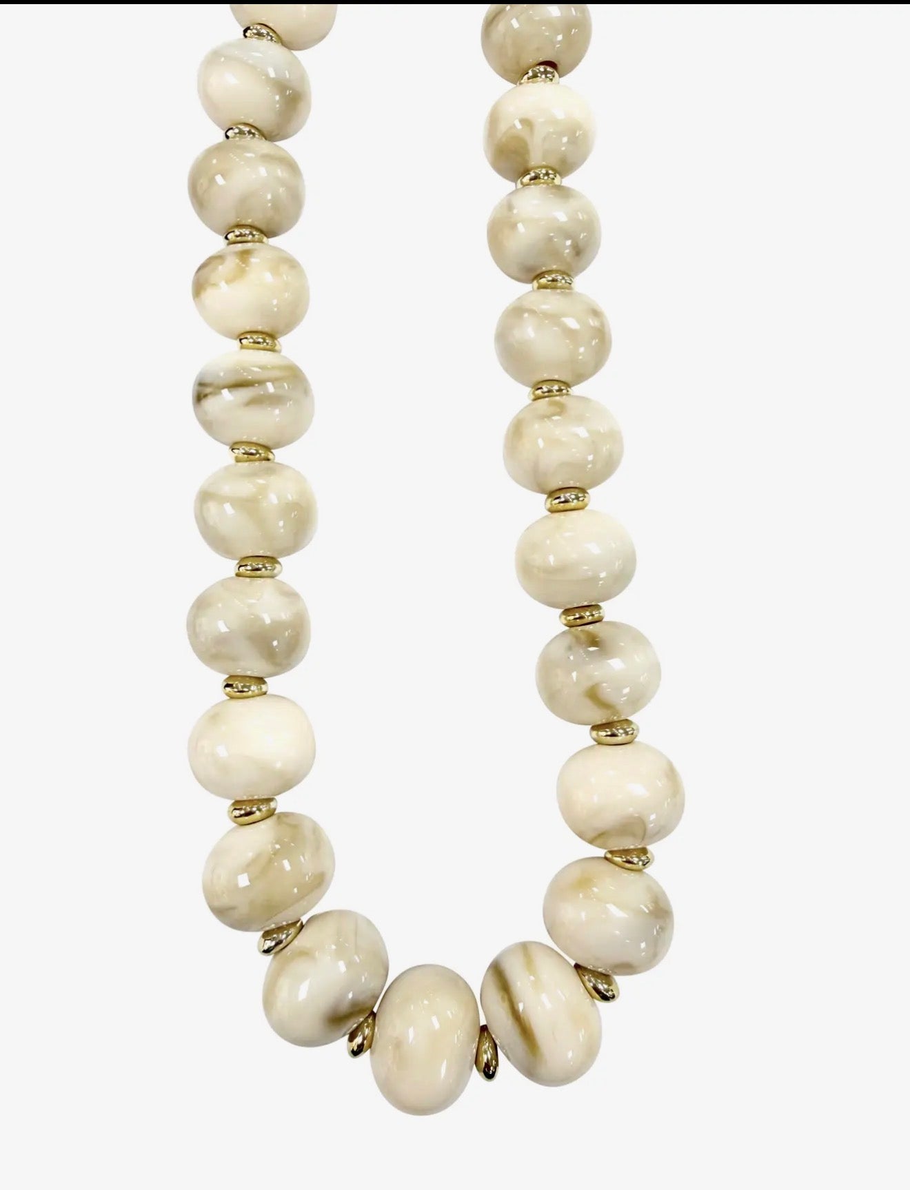 Mable Chunky Beaded Necklace~ Cream