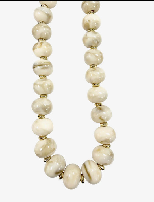 Mable Chunky Beaded Necklace~ Cream