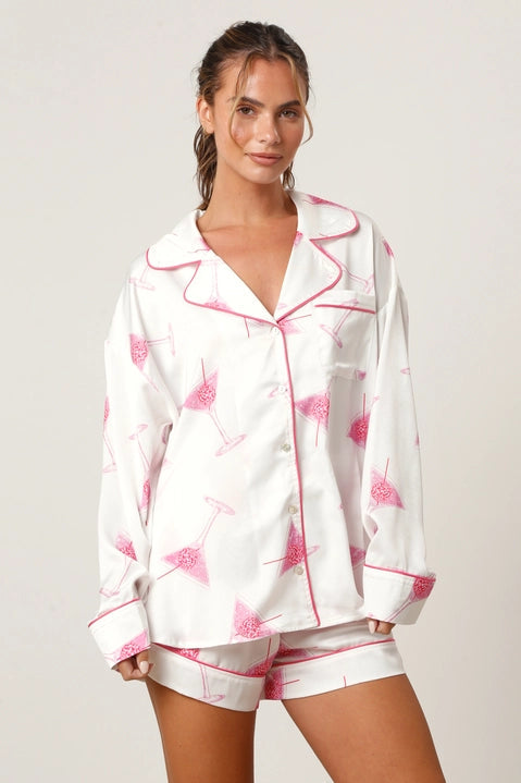 Pink Disco Martini Pajama Set