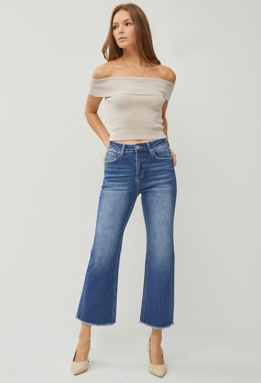 Risen High Rise - Crop Straight Jeans