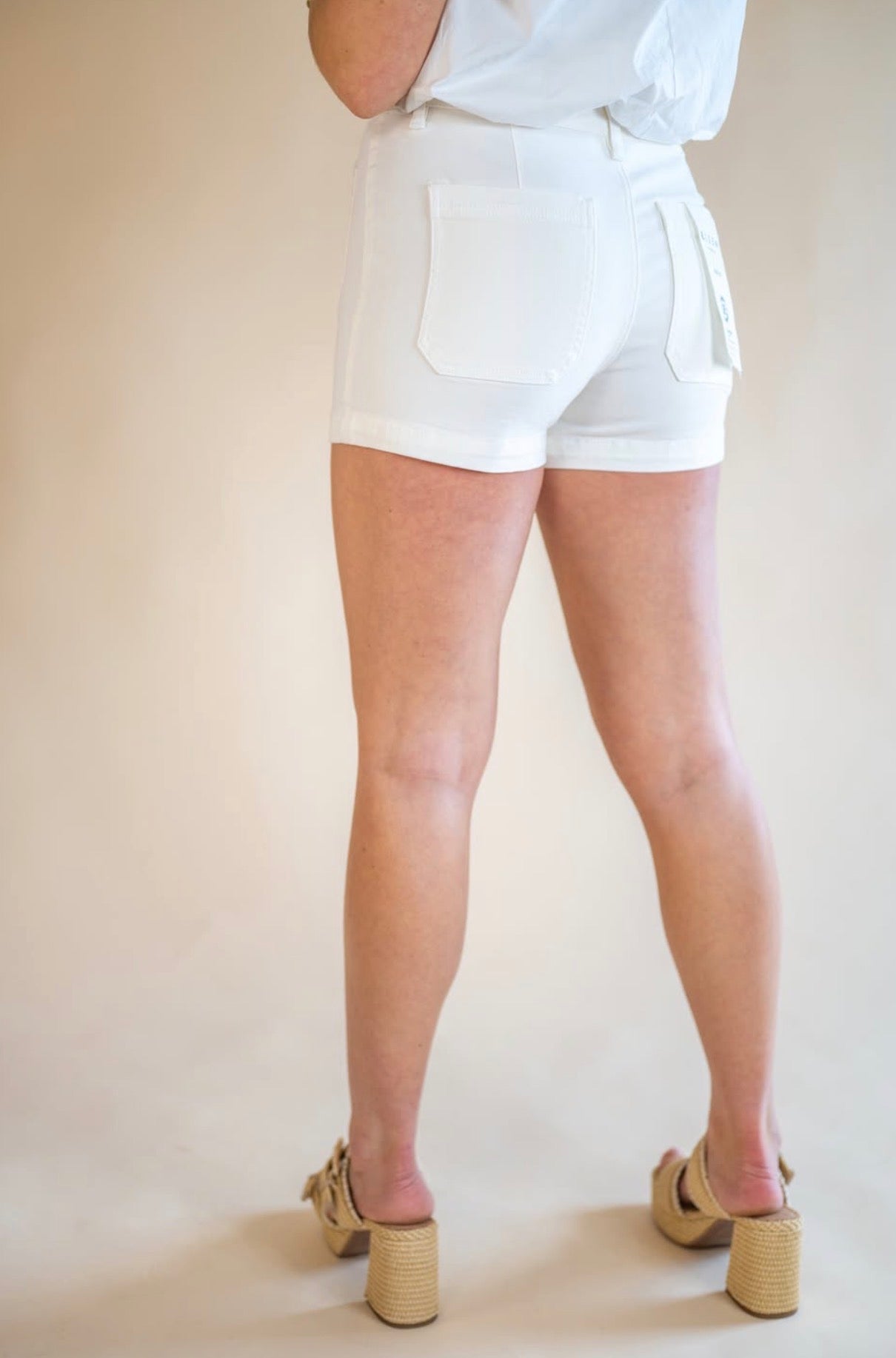 High Rise Shorts With Scalloped Eyelet Embroidered Pockets~ Risen
