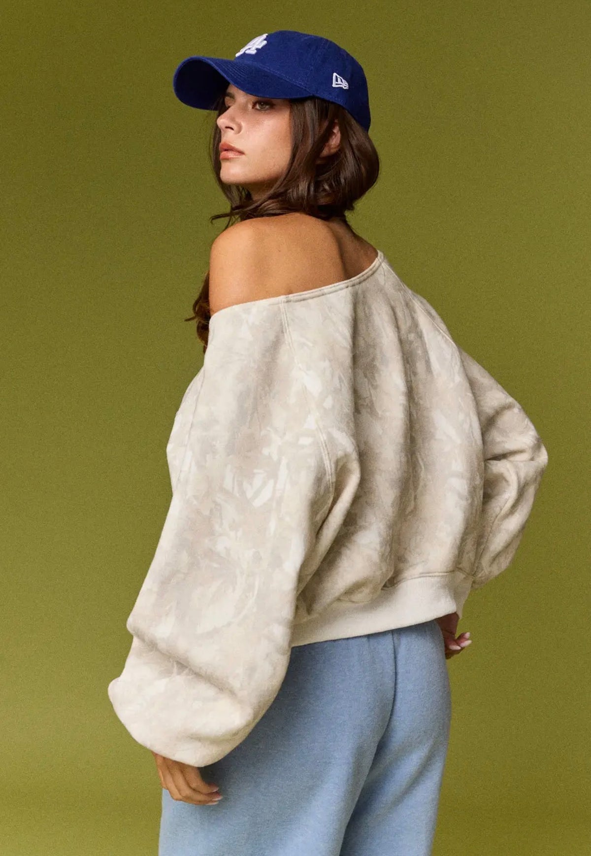 Camo Long Sleeve off the Shoulder Pullover