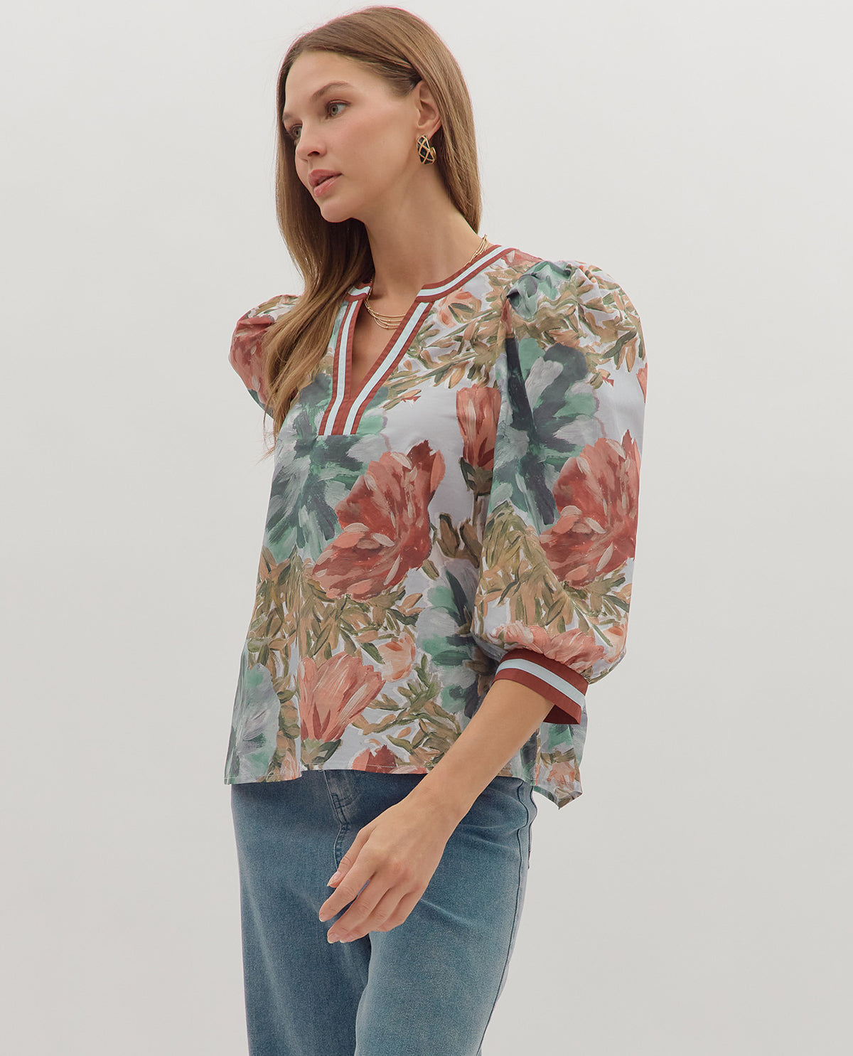 Chestnut Floral Blouse