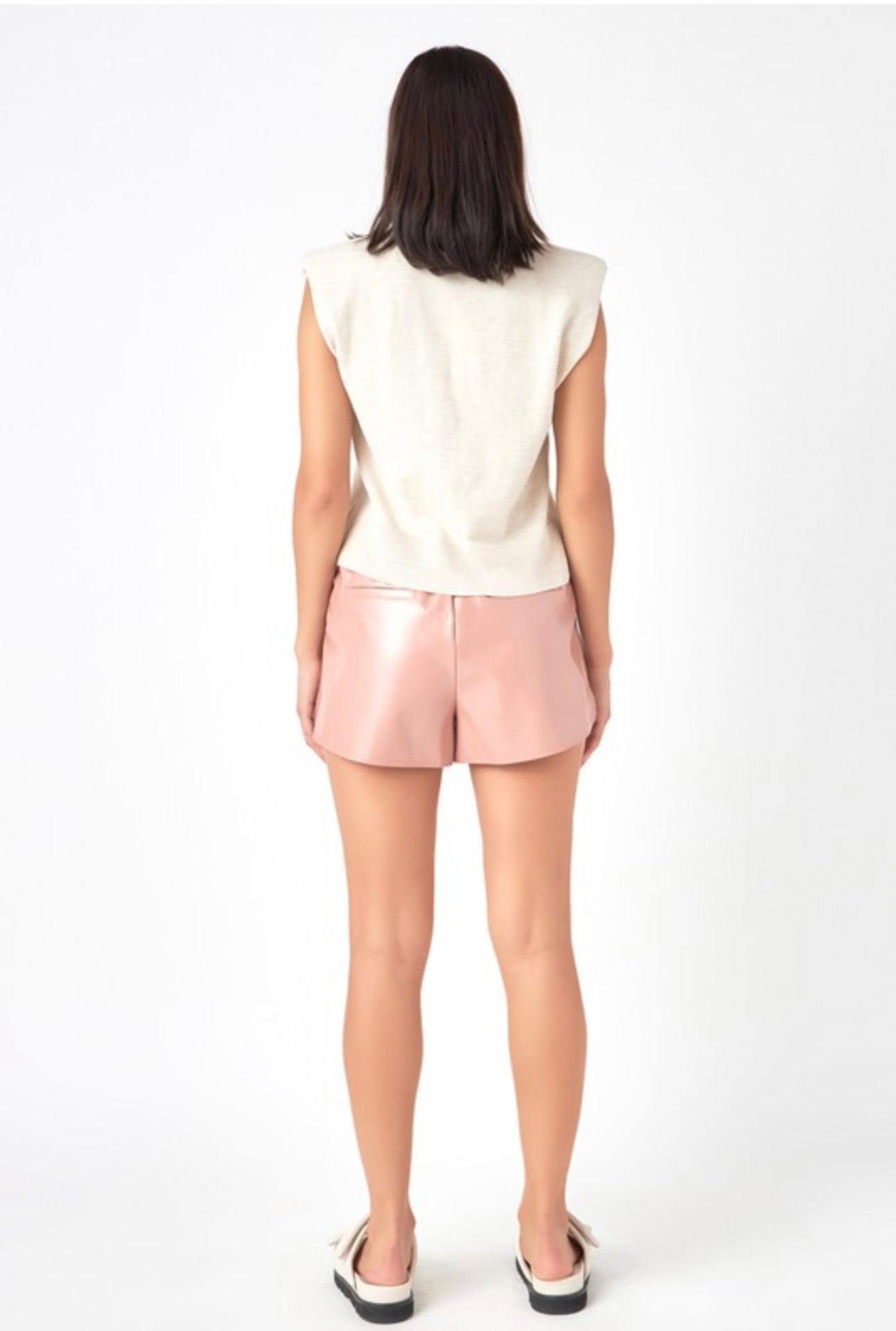 High Waisted Faux Leather Shorts- Dusty Rose