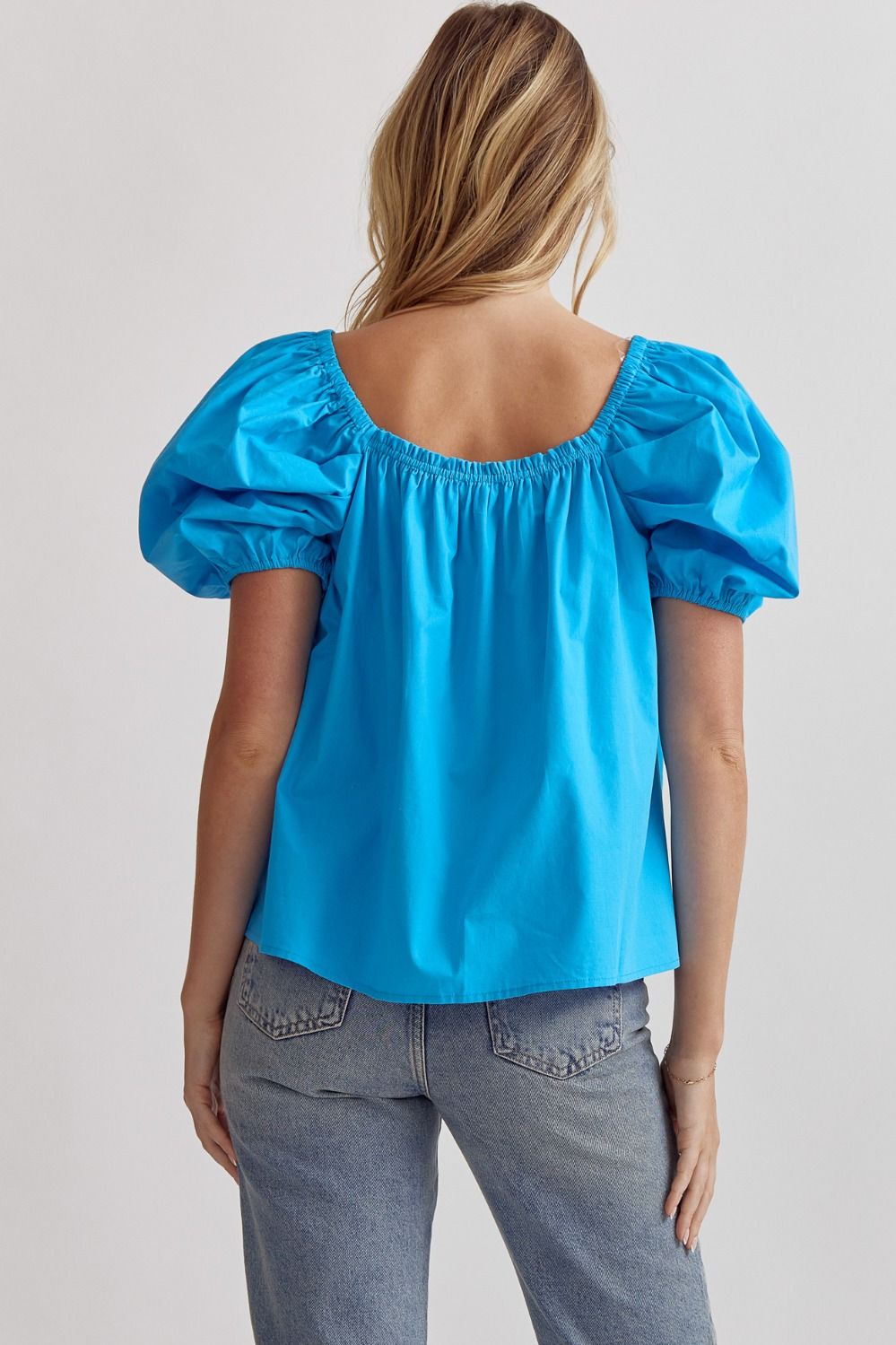 Blue Puff Sleeve Top