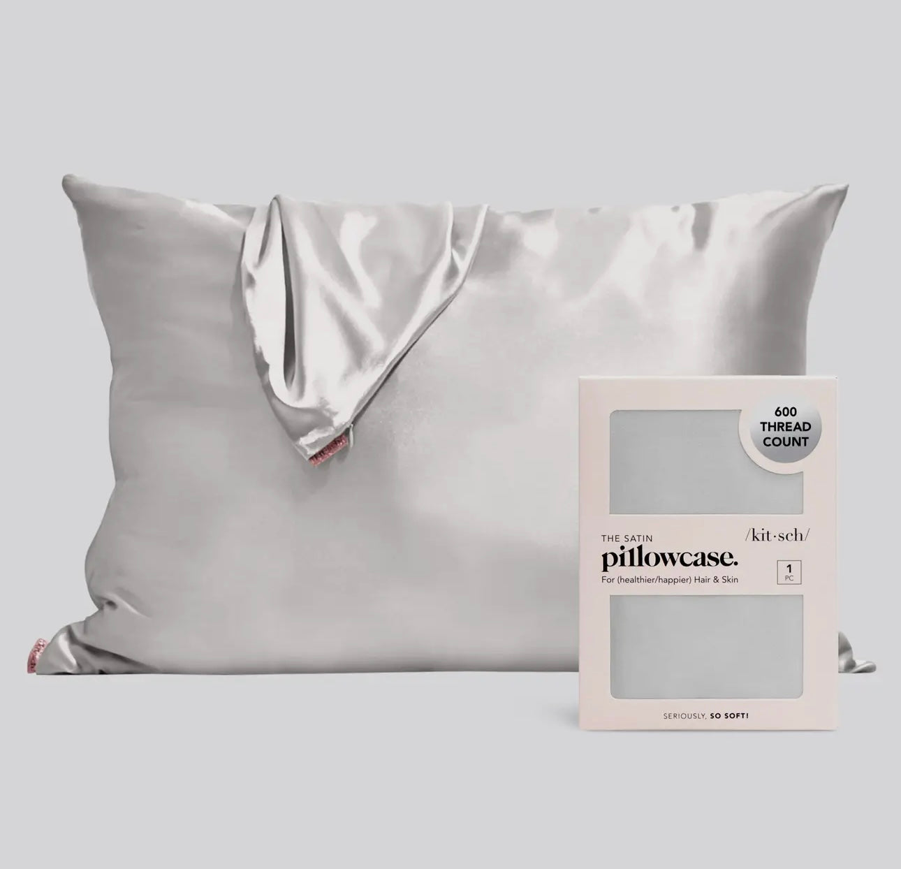 Kit*sch Standard Silver Satin Pillowcase