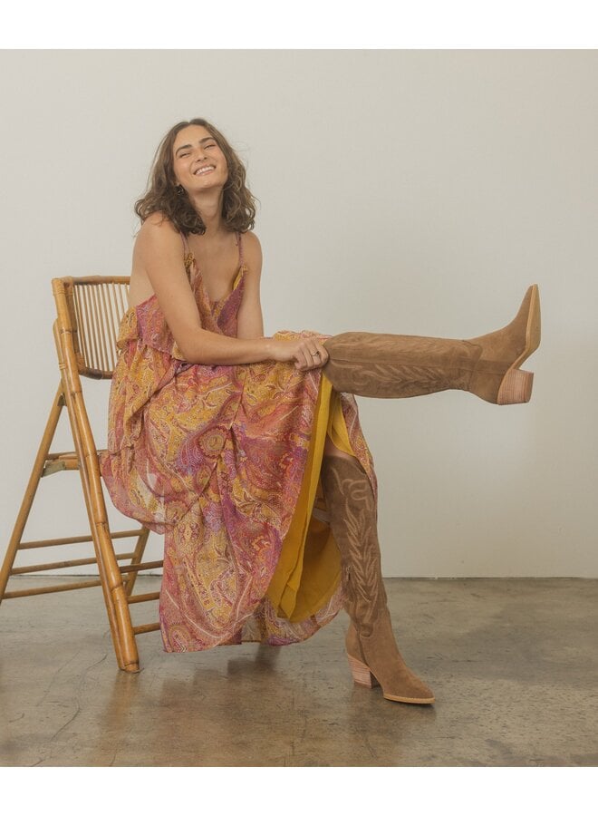 Brown Suede Tall Cowgirl Boots