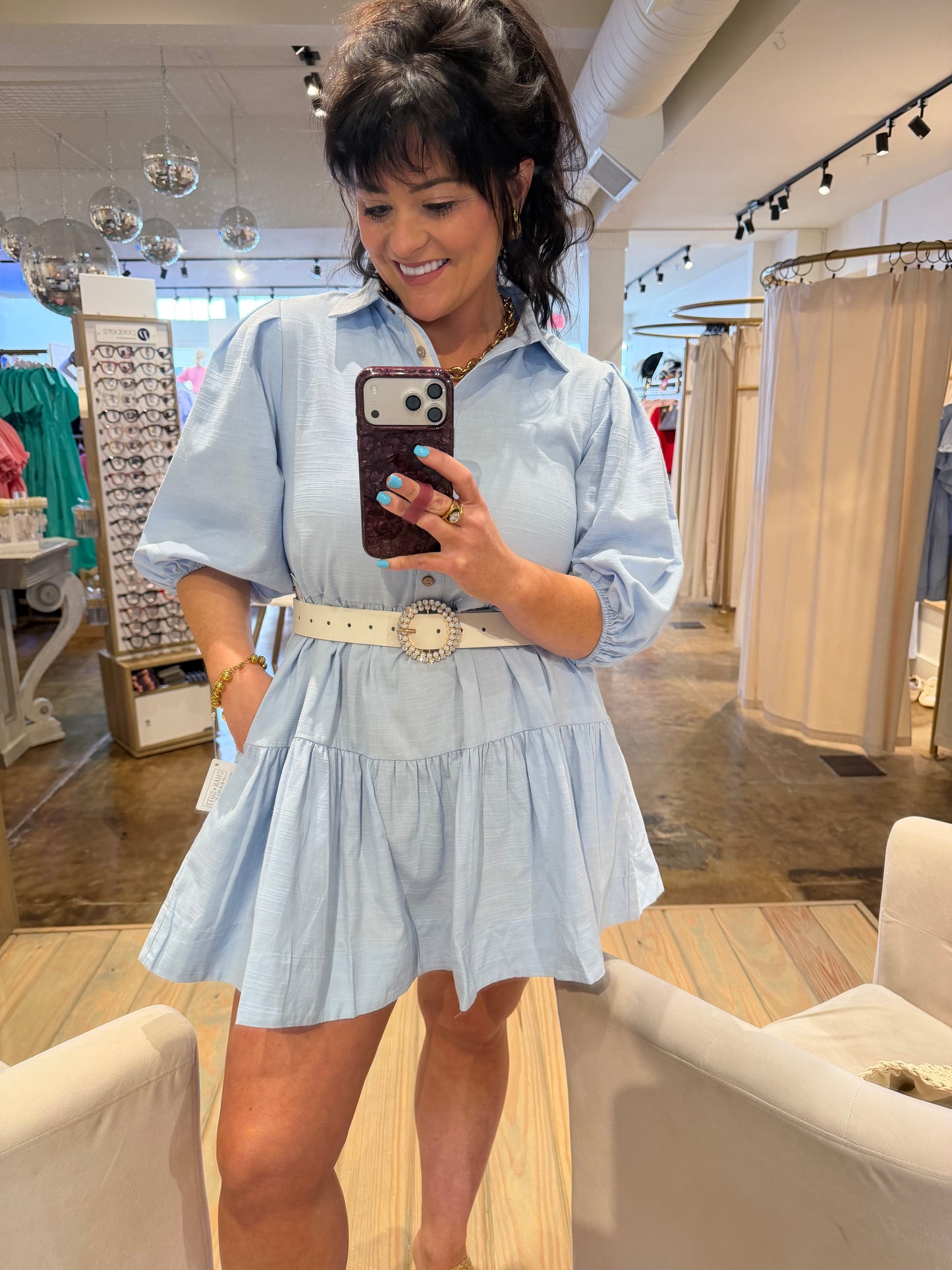 Blue Skies Button Down Dress