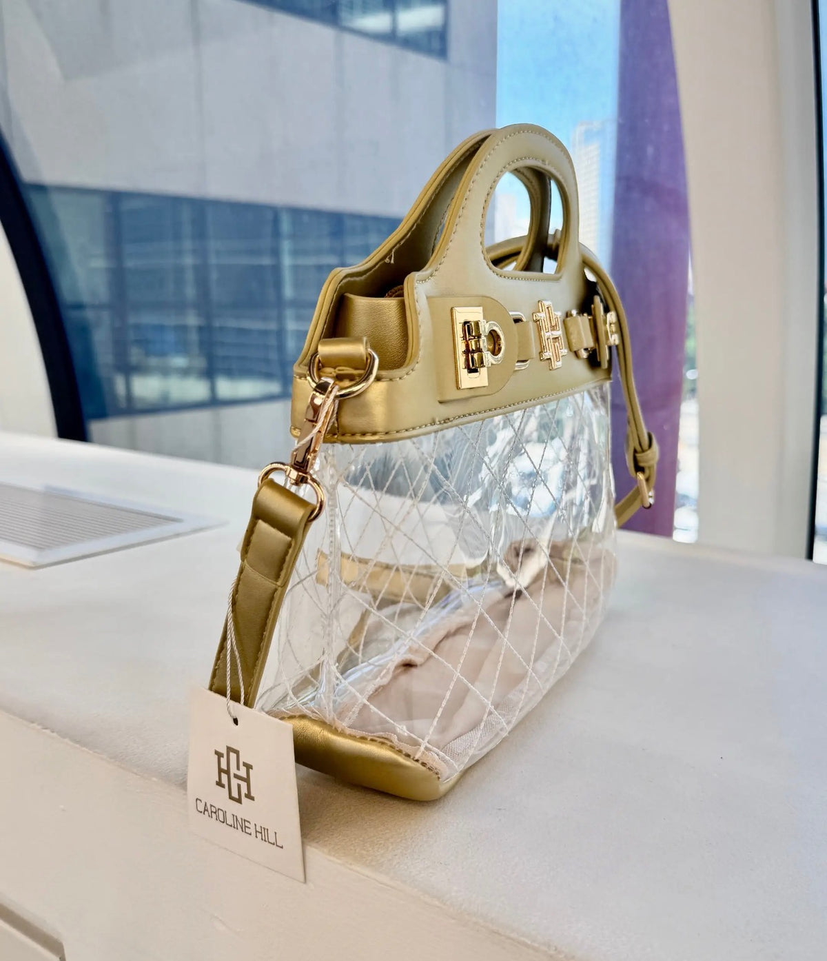 Ivy Clear Stadium Purse~Gold