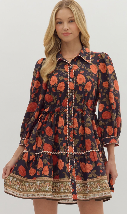 Harvest Festivities Floral Mini Dress~ Entro